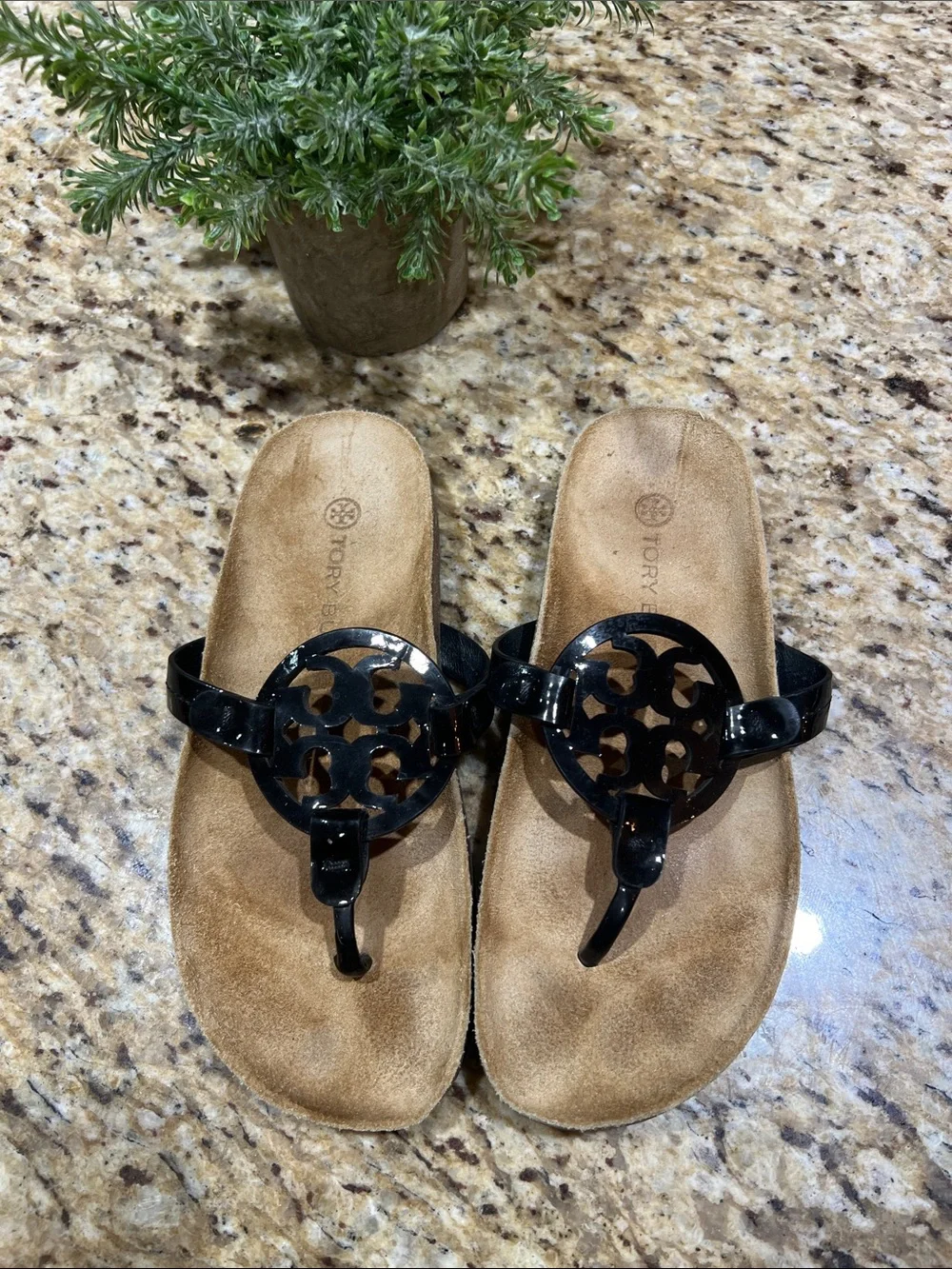 Tory Burch Black/Natural Miller Cloud Sandals 6M